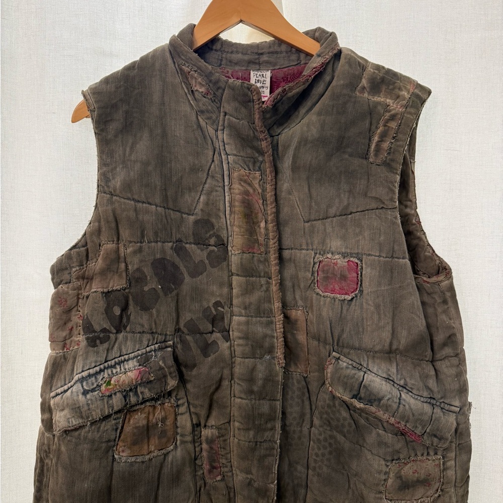 Magnolia Pearl Green Surf Fest Vest with Graphic Print and Embroidery
